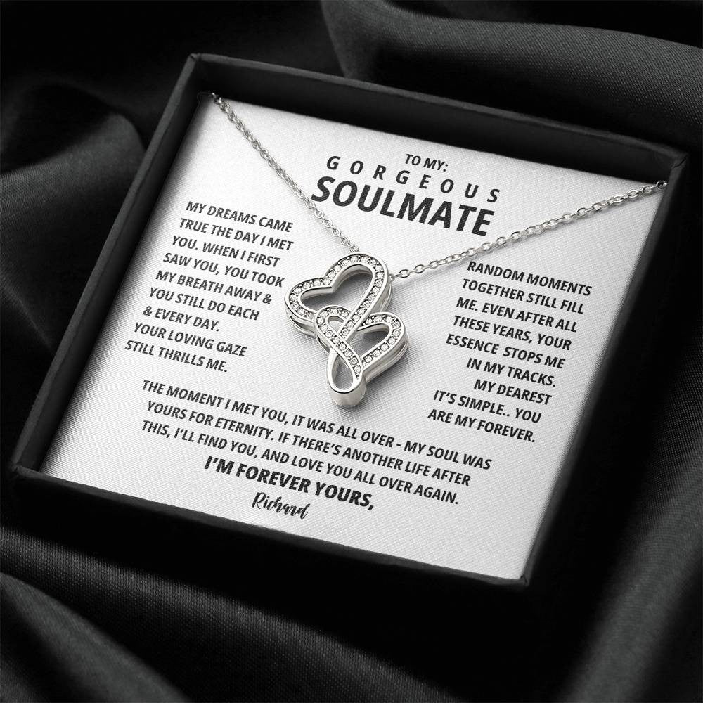 A Necklace for My Soulmate: My Dreams Came True The Day I Met You | Wife Gifts | Anniversary Heart-to-heart Pendant Necklace