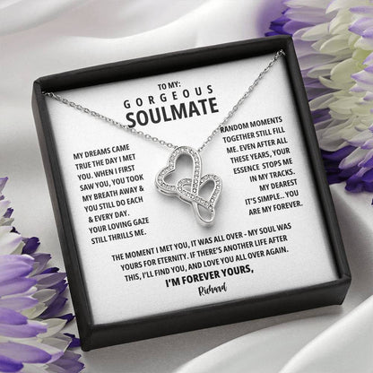 A Necklace for My Soulmate: My Dreams Came True The Day I Met You | Wife Gifts | Anniversary Heart-to-heart Pendant Necklace