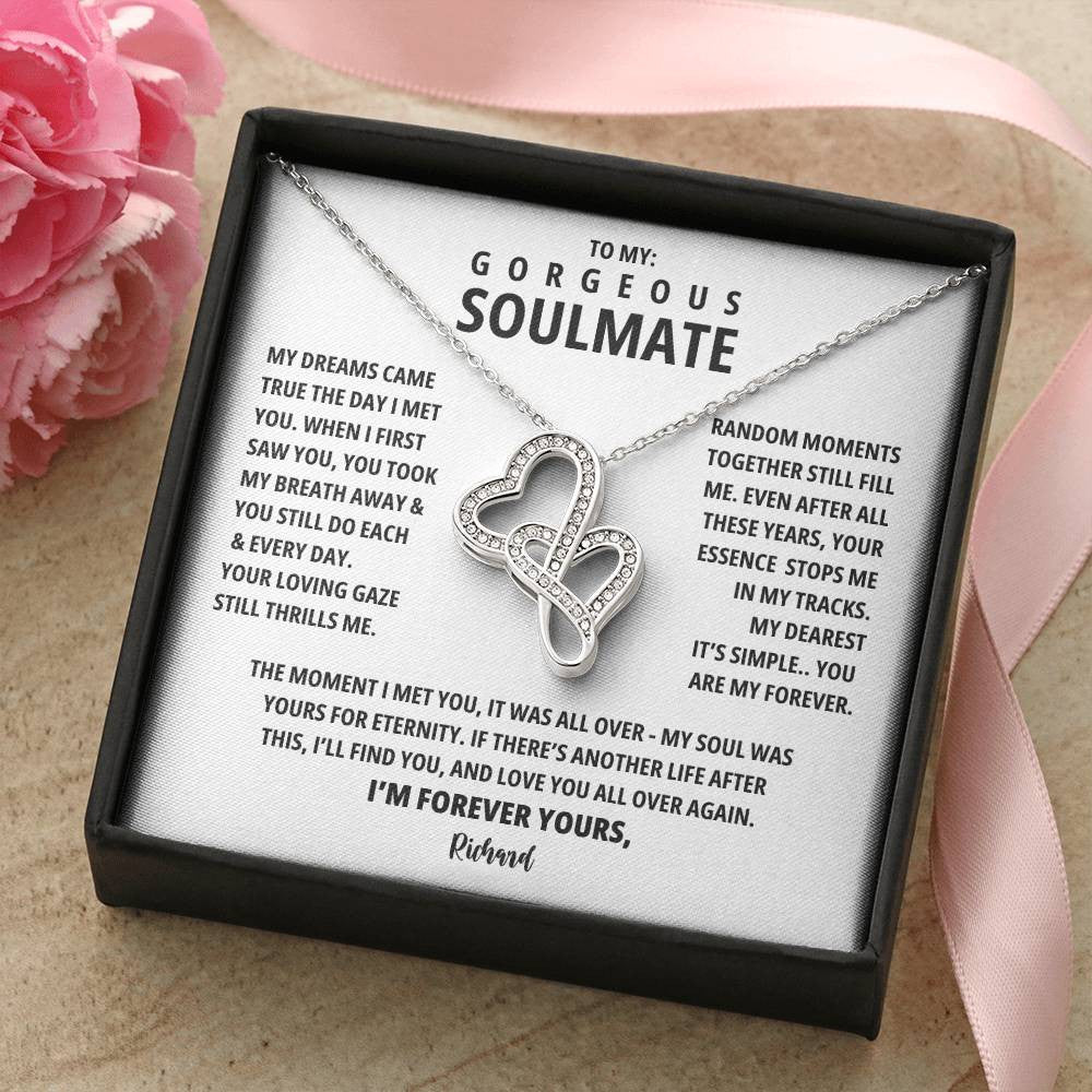 A Necklace for My Soulmate: My Dreams Came True The Day I Met You | Wife Gifts | Anniversary Heart-to-heart Pendant Necklace