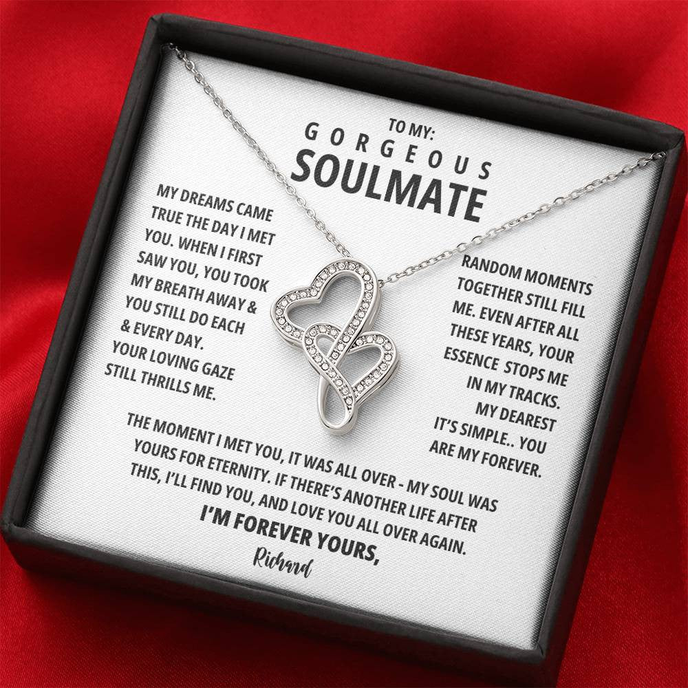 A Necklace for My Soulmate: My Dreams Came True The Day I Met You | Wife Gifts | Anniversary Heart-to-heart Pendant Necklace