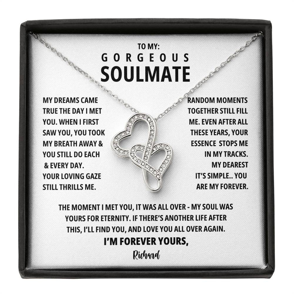 A Necklace for My Soulmate: My Dreams Came True The Day I Met You | Wife Gifts | Anniversary Heart-to-heart Pendant Necklace