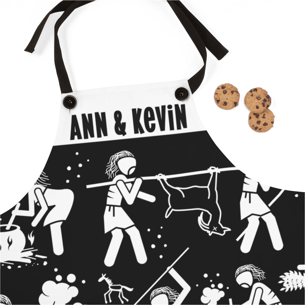 Couple Apron: Funny Stone Age Keto Hunter Gatherer Couple Apron for Newlyweds