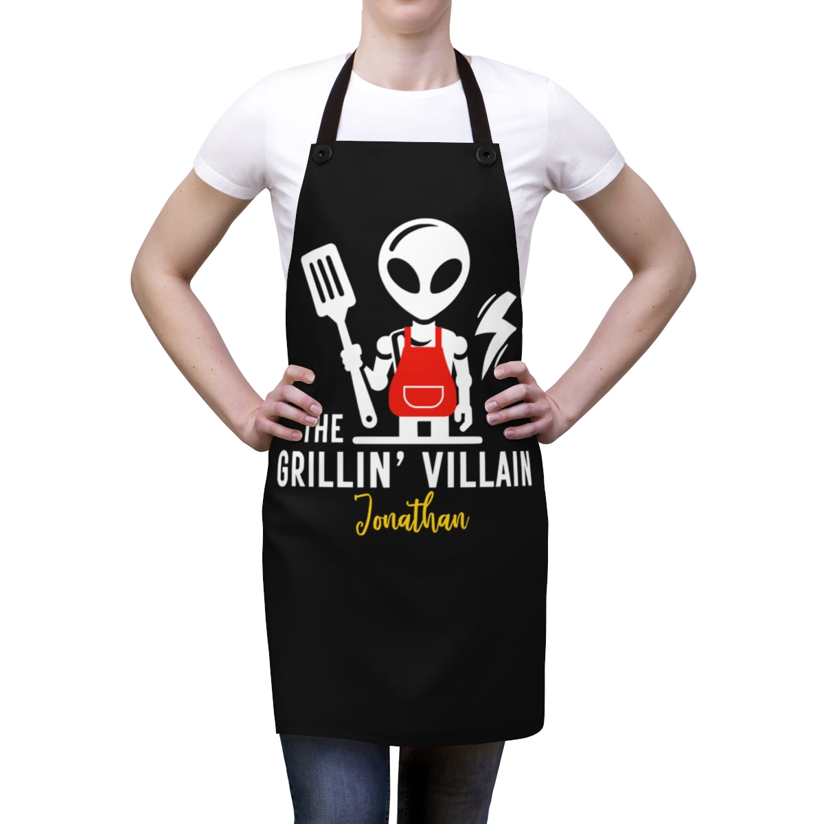 Bonus Dad: Personalized Space Alien BBQ Apron | Funny Grillin' Villain Gift for Dads