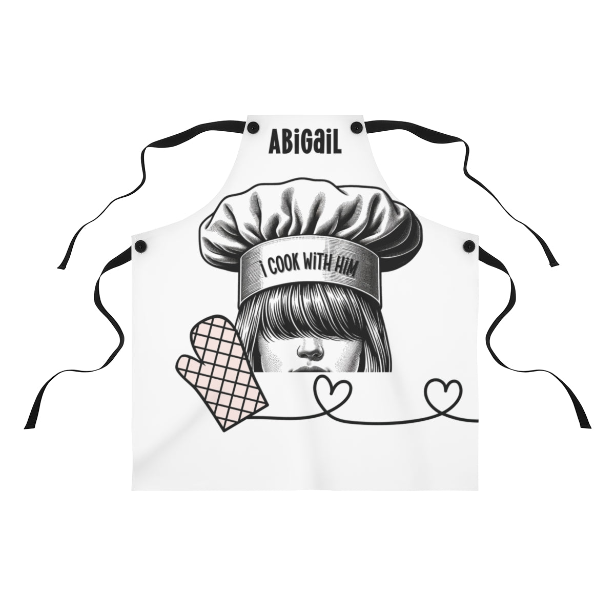 Couple Apron: Oven Mitt Heartstrings Couple Apron | Boyfriend Gift Apron | Anniversary Gift for Him & Her