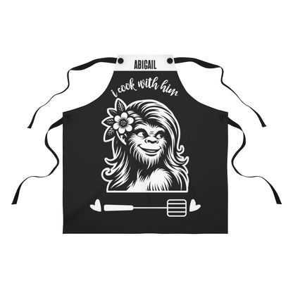 Couple Apron: Personalized Funny Bigfoot & Bigfootess Couples Apron for Valentine's Day | Cute Couple Gift