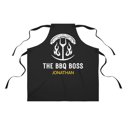 Stepson Apron: The BBQ Boss | Black Apron for Men | Cool Father's Day Gift for Son