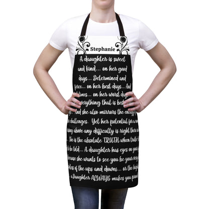 Daughter Apron: To My Daughter I am So Proud of You Apron | Country Scroll in Black Daughter Gift