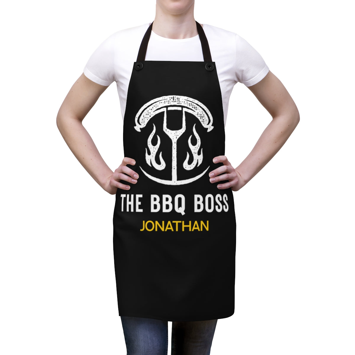 Stepson Apron: The BBQ Boss | Black Apron for Men | Cool Father's Day Gift for Son