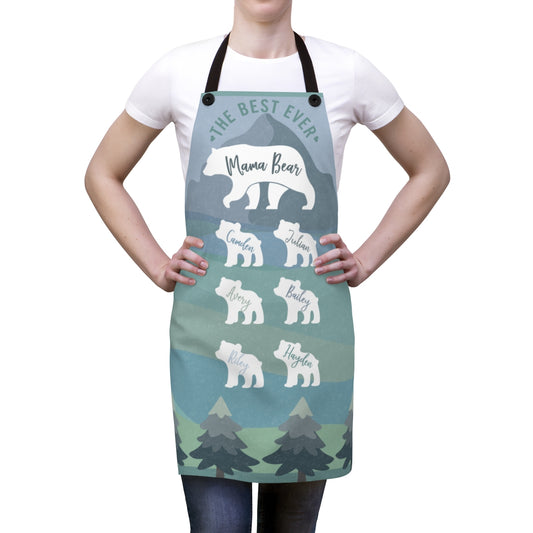 Grandma Apron: Personalized Mama Bear Apron with Cute Baby Bear | Mother's Day Gift