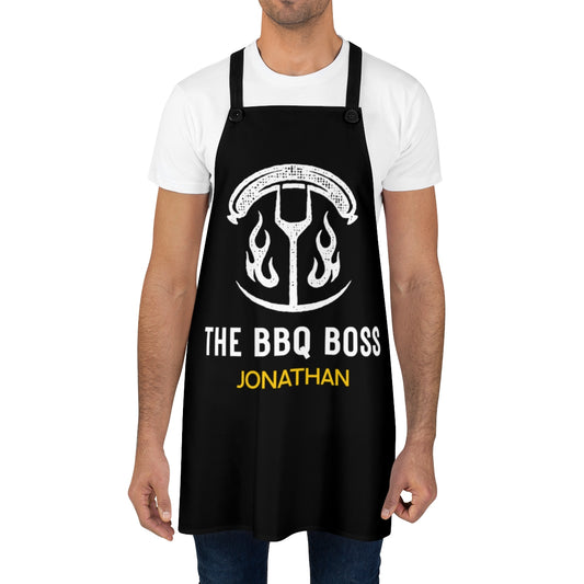 Stepson Apron: The BBQ Boss | Black Apron for Men | Cool Father's Day Gift for Son