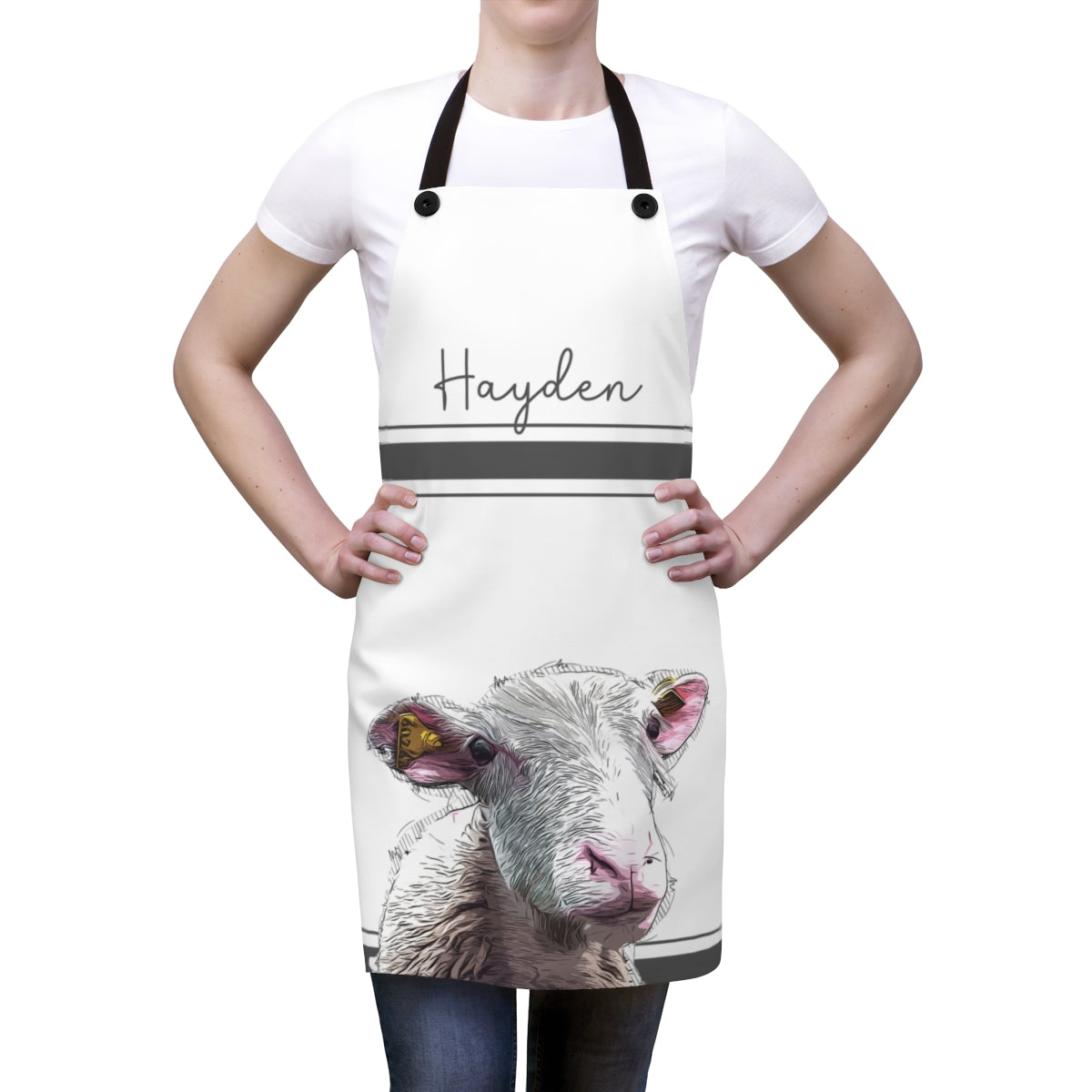 Mom Apron: Personalized Adorable Sheep Country Apron for My Mother | Kitchen Gift