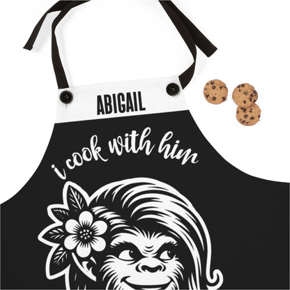 Couple Apron: Personalized Funny Bigfoot & Bigfootess Couples Apron for Valentine's Day | Cute Couple Gift