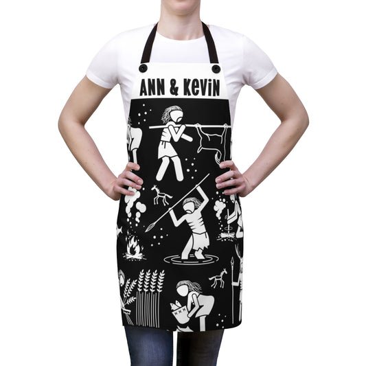 Couple Apron: Funny Stone Age Keto Hunter Gatherer Couple Apron for Newlyweds