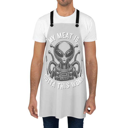 Boyfriend Apron: Space Alien Funny Apron | My Meat is Outta This World | Funny B-Day Gift Boyfriend