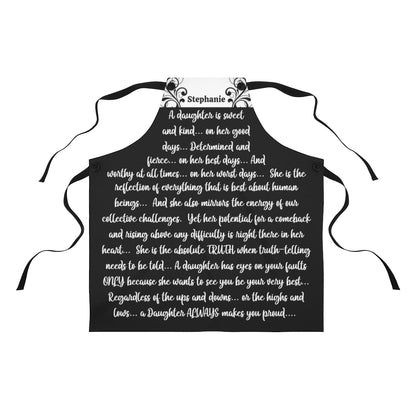 Daughter Apron: To My Daughter I am So Proud of You Apron | Country Scroll in Black Daughter Gift