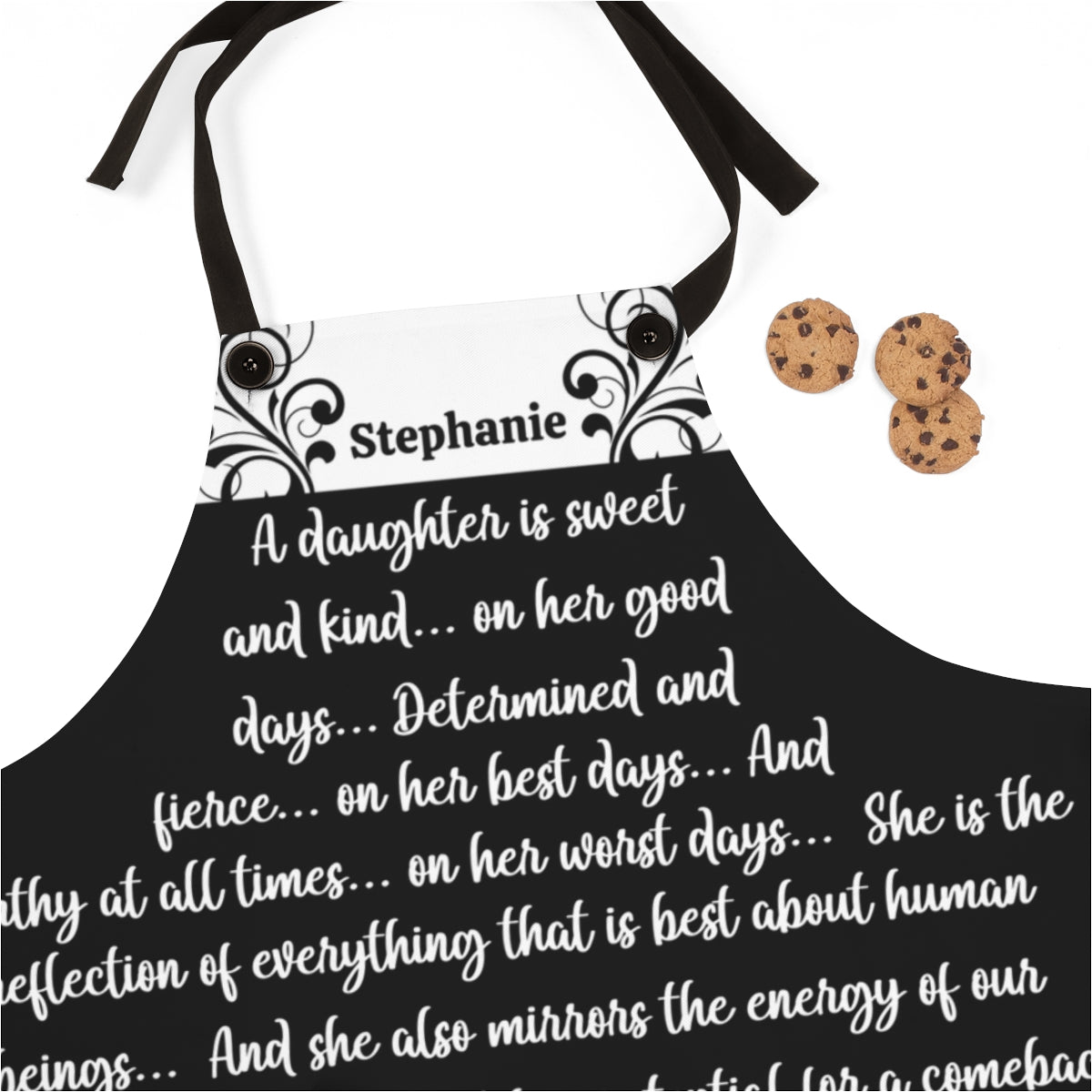 Daughter Apron: To My Daughter I am So Proud of You Apron | Country Scroll in Black Daughter Gift