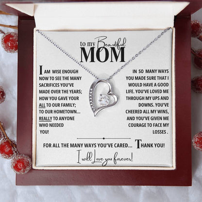 A Necklace for My Mom: To My Beautiful Mom - Forever Love Necklace Gift Box | Gorgeous Mother's Day