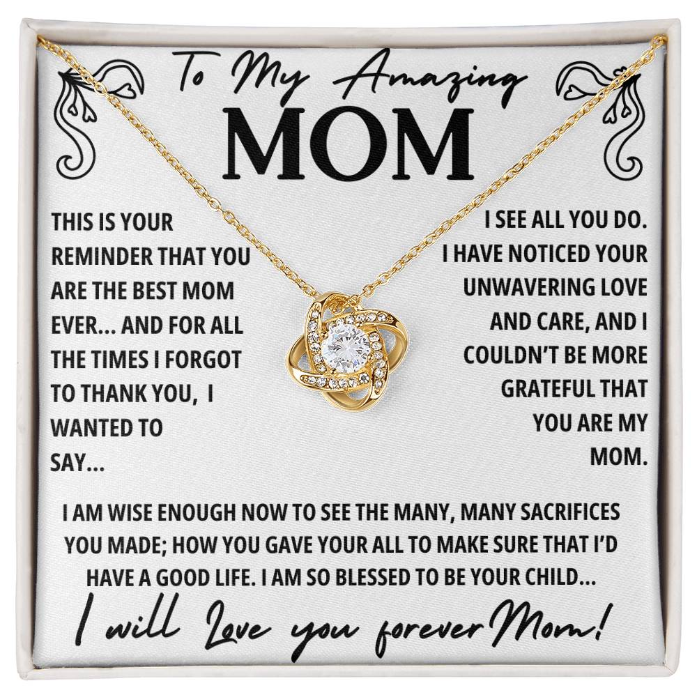 A Necklace for My Mom: To My Amazing Mom - Stunning Love Knot Necklace Gift Box