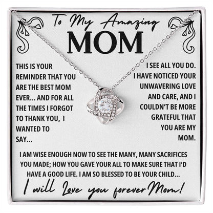 A Necklace for My Mom: To My Amazing Mom - Stunning Love Knot Necklace Gift Box