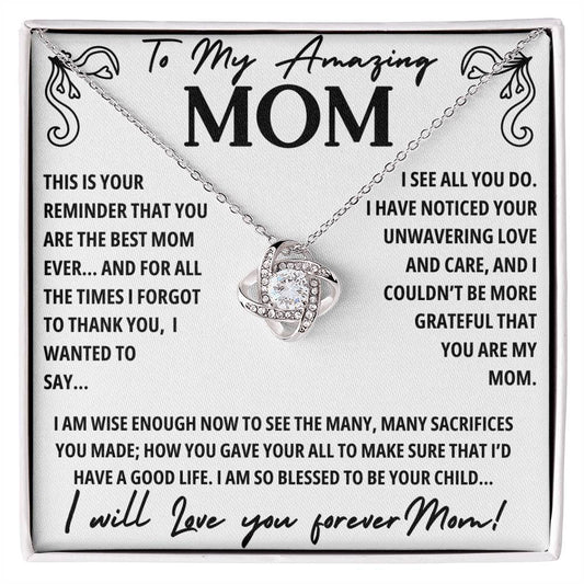 A Necklace for My Mom: To My Amazing Mom - Stunning Love Knot Necklace Gift Box