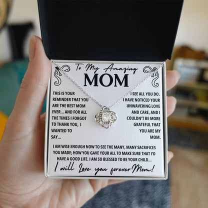 A Necklace for My Mom: To My Amazing Mom - Stunning Love Knot Necklace Gift Box