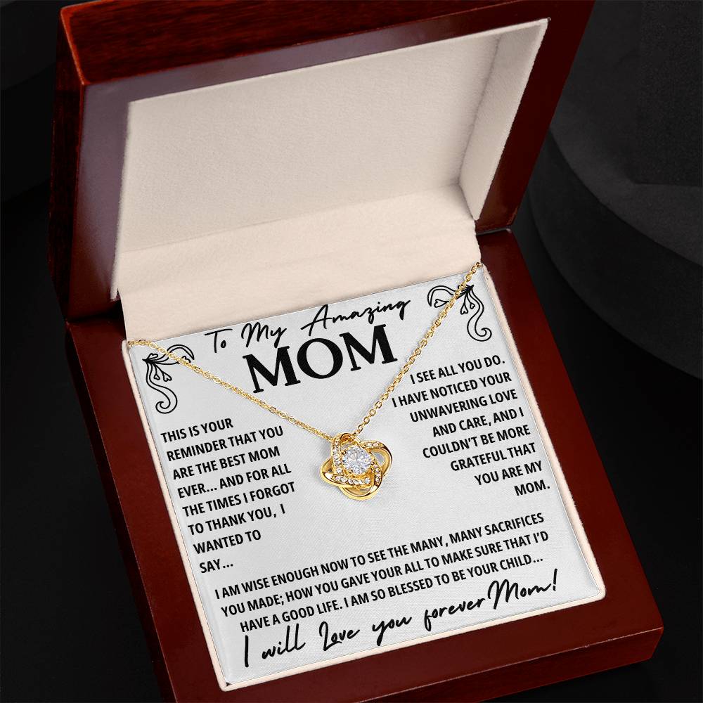 A Necklace for My Mom: To My Amazing Mom - Stunning Love Knot Necklace Gift Box