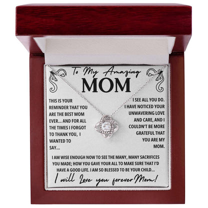 A Necklace for My Mom: To My Amazing Mom - Stunning Love Knot Necklace Gift Box