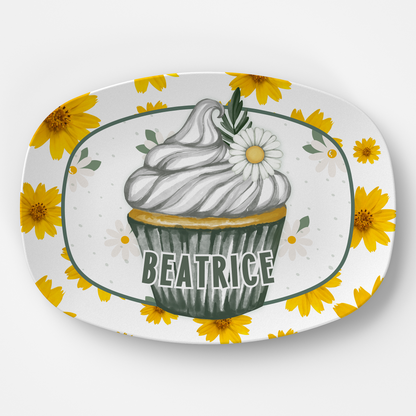 Mom Platter: Personalized Yellow Daisy Cupcake Platter | Country Tea Party Plate | Gift for Woman