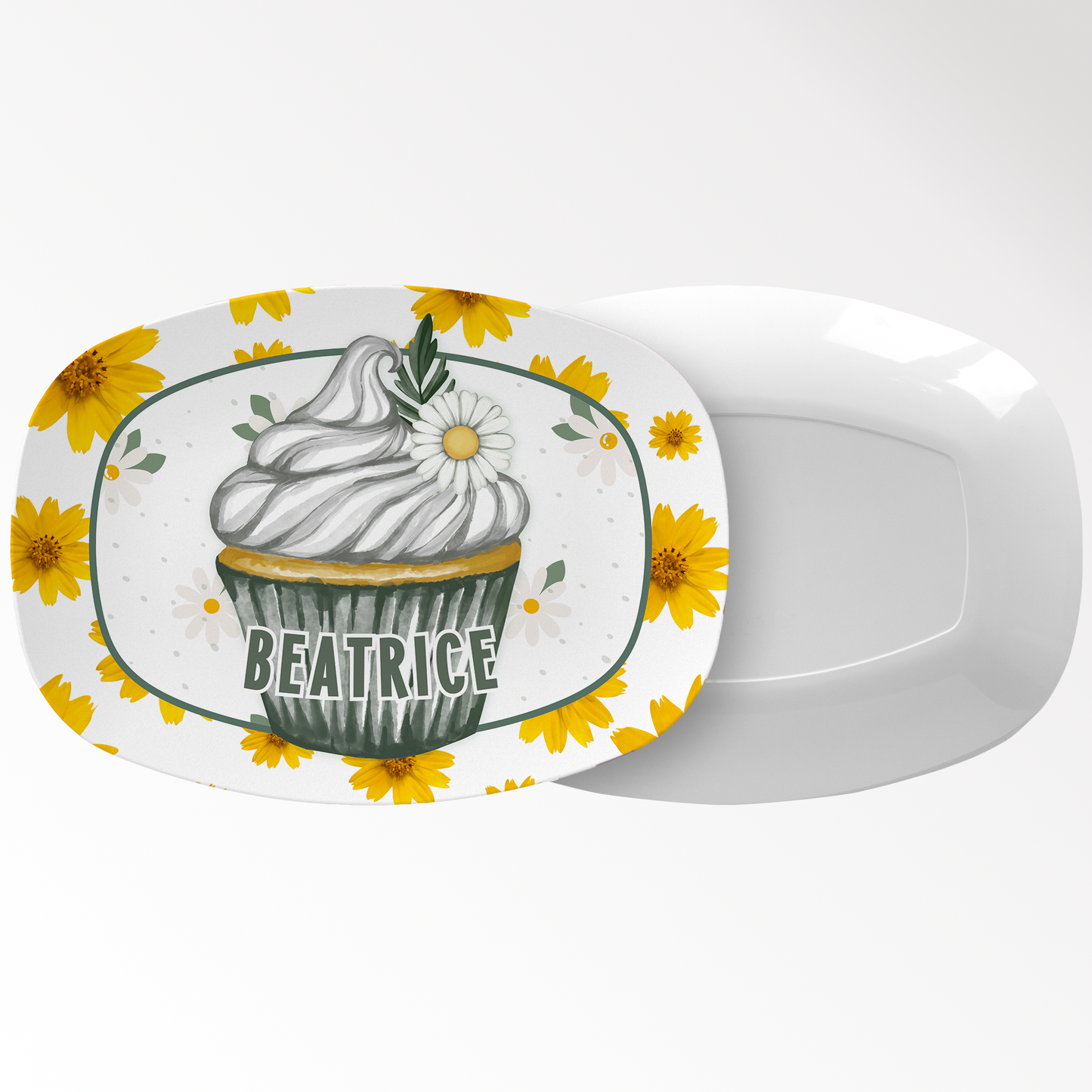 Mom Platter: Personalized Yellow Daisy Cupcake Platter | Country Tea Party Plate | Gift for Woman