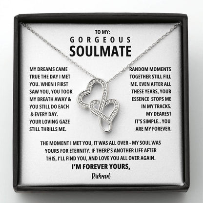 A Necklace for My Soulmate: My Dreams Came True The Day I Met You | Wife Gifts | Anniversary Heart-to-heart Pendant Necklace