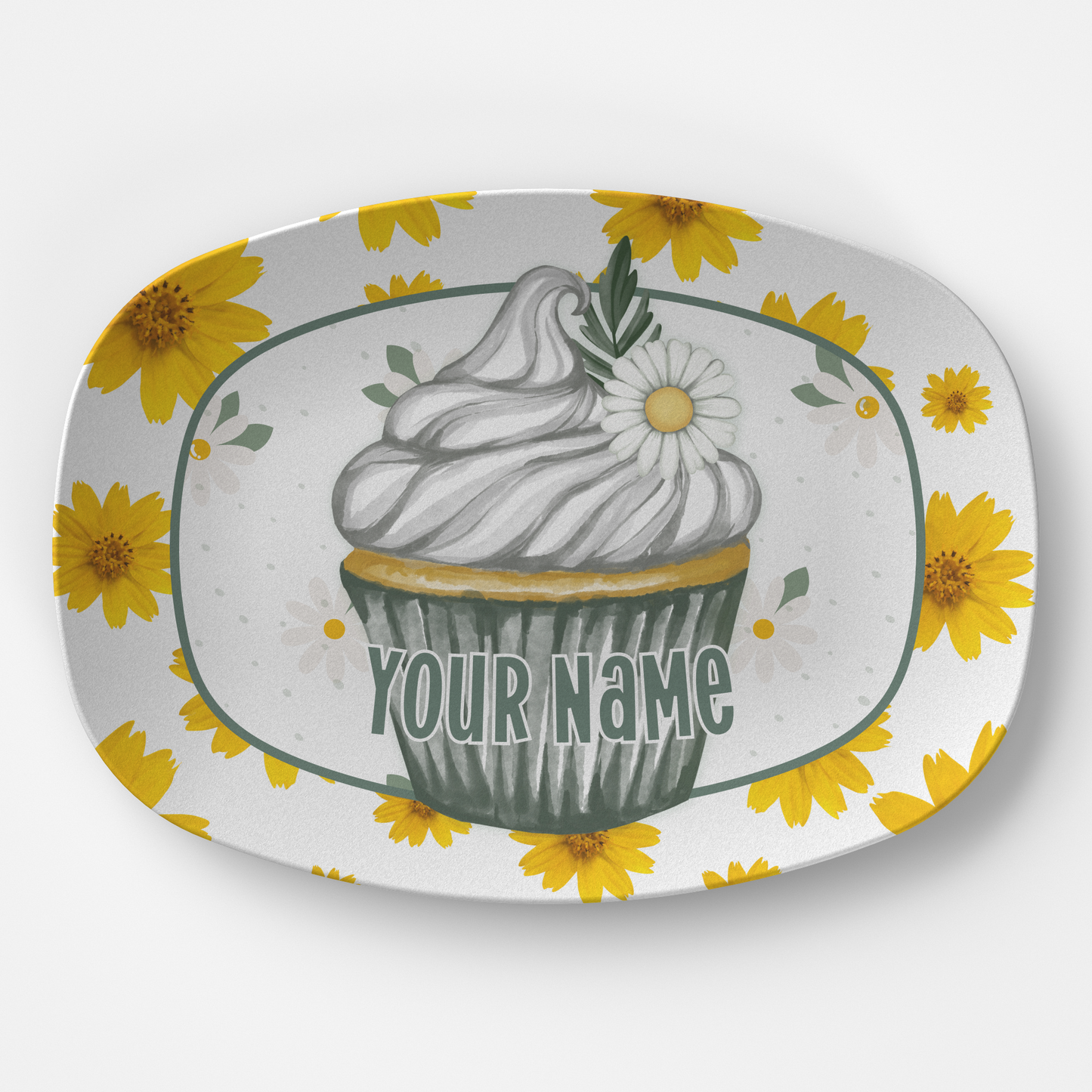 Mom Platter: Personalized Yellow Daisy Cupcake Platter | Country Tea Party Plate | Gift for Woman