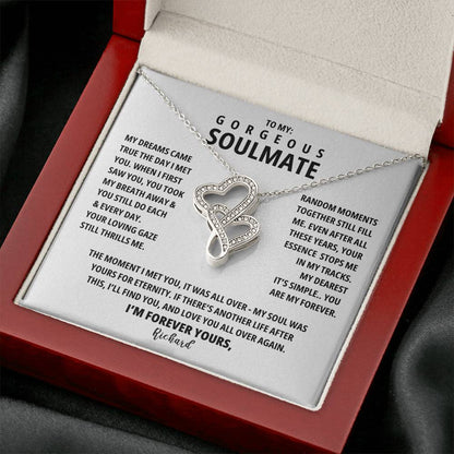 A Necklace for My Soulmate: My Dreams Came True The Day I Met You | Wife Gifts | Anniversary Heart-to-heart Pendant Necklace