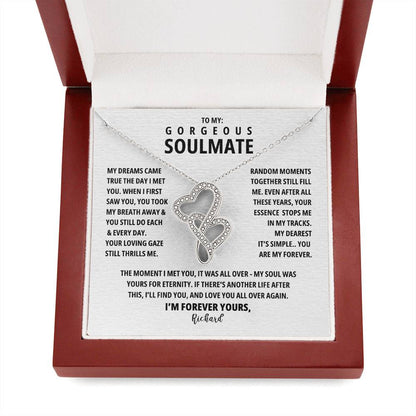 A Necklace for My Soulmate: My Dreams Came True The Day I Met You | Wife Gifts | Anniversary Heart-to-heart Pendant Necklace