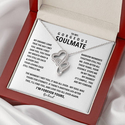 A Necklace for My Soulmate: My Dreams Came True The Day I Met You | Wife Gifts | Anniversary Heart-to-heart Pendant Necklace