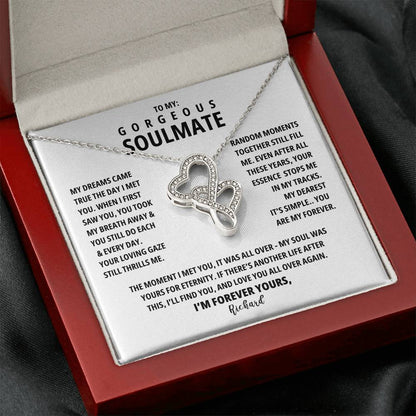 A Necklace for My Soulmate: My Dreams Came True The Day I Met You | Wife Gifts | Anniversary Heart-to-heart Pendant Necklace