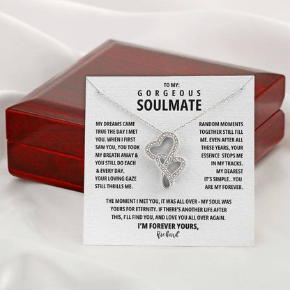 A Necklace for My Soulmate: My Dreams Came True The Day I Met You | Wife Gifts | Anniversary Heart-to-heart Pendant Necklace