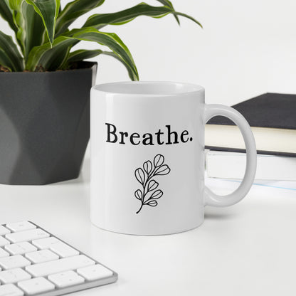 Girlfriend Mug: Breathe Affirmation Meditation Zen Coffee Mug | Encouragement Girlfriend Gift