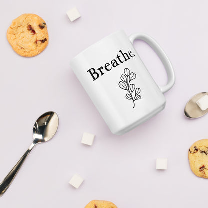 Girlfriend Mug: Breathe Affirmation Meditation Zen Coffee Mug | Encouragement Girlfriend Gift